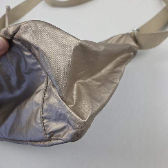 Kipling Crossbody Shoulder Bag Womens Beige Gold Metallic Nylon Adjustable Purse - Picture 9 of 11